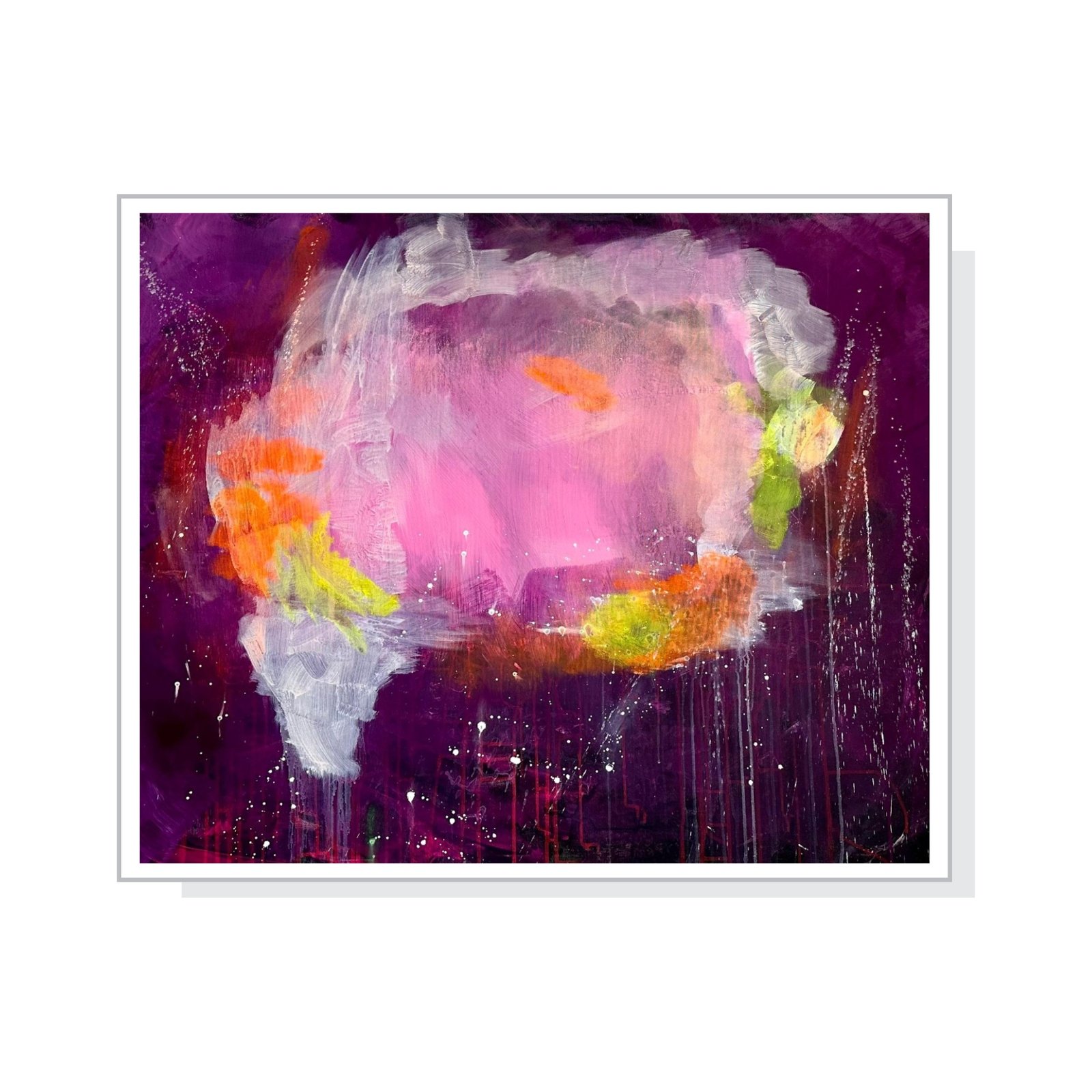 Originalgemälde aus der Serie Feelings von Verônica Falcão in leuchtenden Farben, Acryl auf Leinwand, 120 x 100 cm - Leuchtende Erinnerung