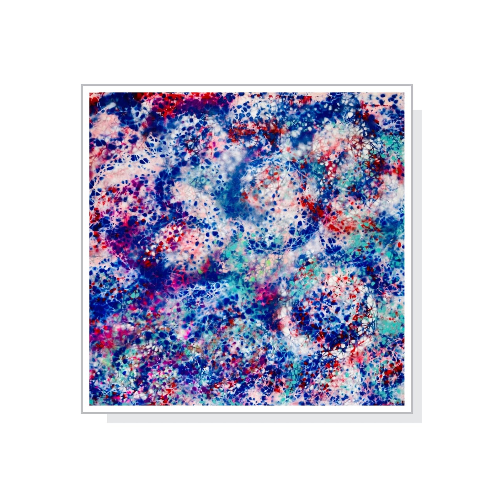 Simple Blue – Acrylgemälde von Verônica Falcão aus der Serie Feelings, 2019, 100 x 100 cm, abstrakte emotionale Kunst in Blau