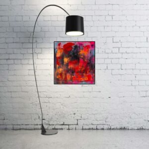 Pinke Welle Glutfunken - Acryl und Lack auf Leinwand (50x50 cm) Verônica Falcão