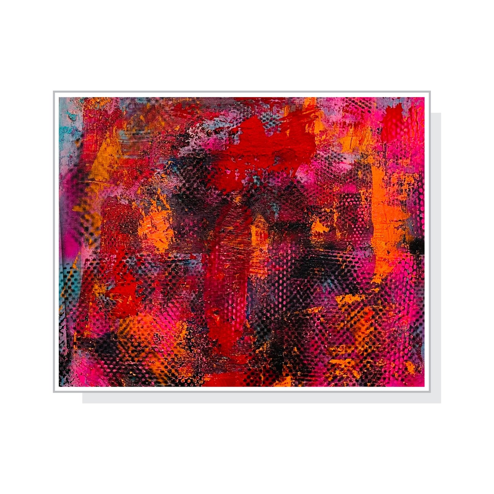 Pinke Welle Feuerschimmer - Acryl und Lack auf Leinwand (50x50 cm) Verônica Falcão