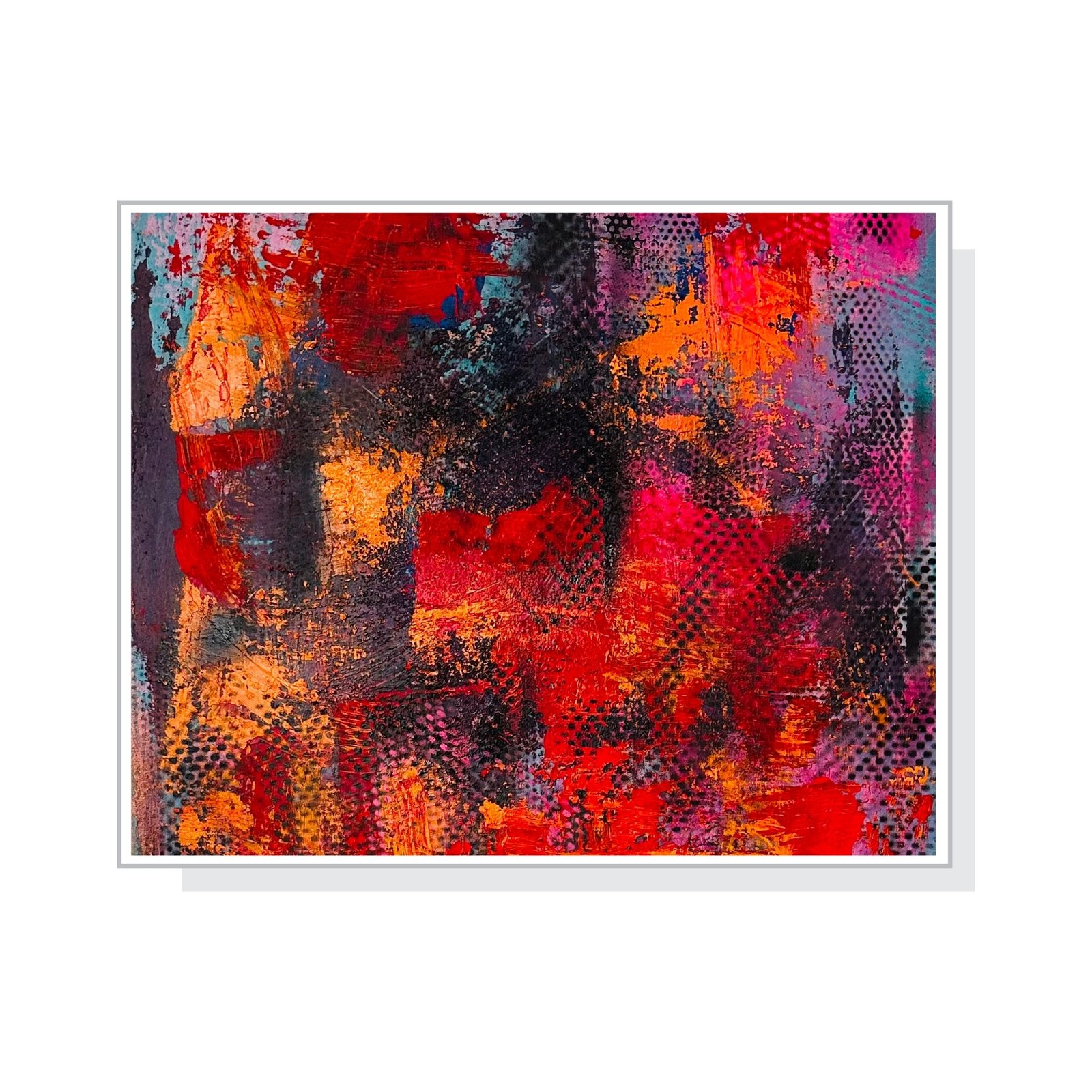 Pinke Welle Glutfunken - Acryl und Lack auf Leinwand (50x50 cm) Verônica Falcão