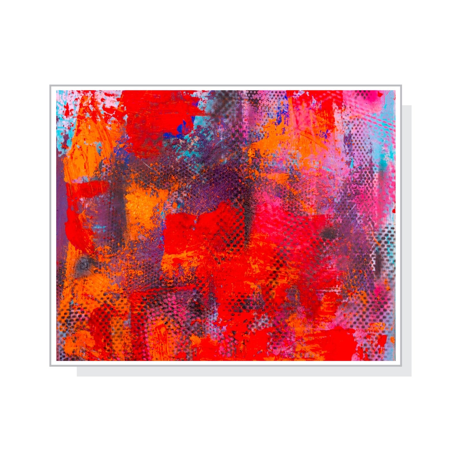 Pinke Welle Glutspuren - Acryl und Lack auf Leinwand (50x50 cm) - Verônica Falcão